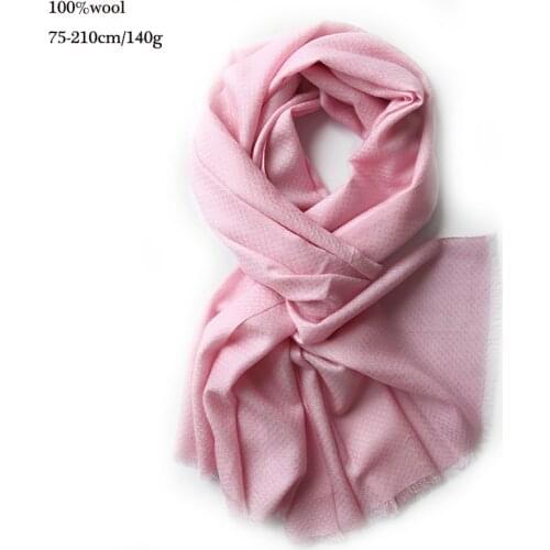 Diamond pattern Pure wool shawl Pashmina Winter Soft Warm Womens scarf For Ladies Luxury Brand Long 210 cm solid color