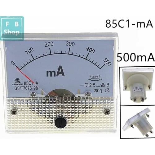 1PCS 85C1-mA 500mA DC pointer ammeter 85C1 series analog AMP meter 64*56 mm size