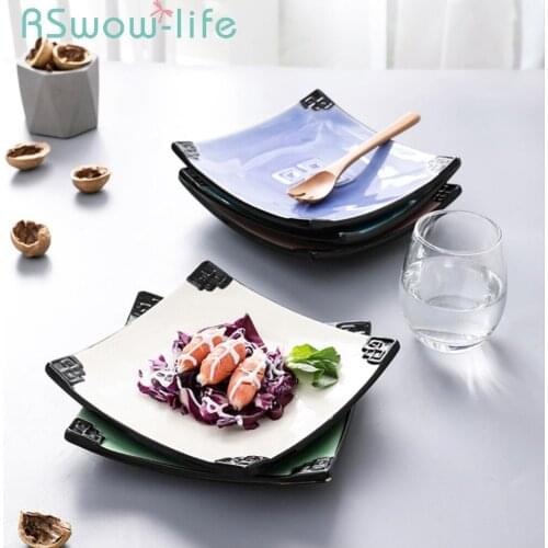 19*3.5cm Square Ceramic Plate Tableware Restaurant Home Kitchen Dish China Plates 7.5 Inches Dinner Plates For Serving Dish