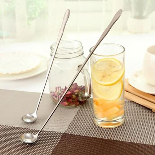 26cm Portable Stainless Steel Long Handle Coffee Ice Cream Tea Mixing Spoon