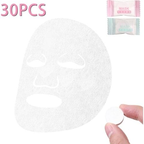 30pcs DIY Compressed Facial Mask Sheet Cotton Paper Nonwoven Fabric Natural Face Moisturizing Whitening Skin Care Beauty Tool