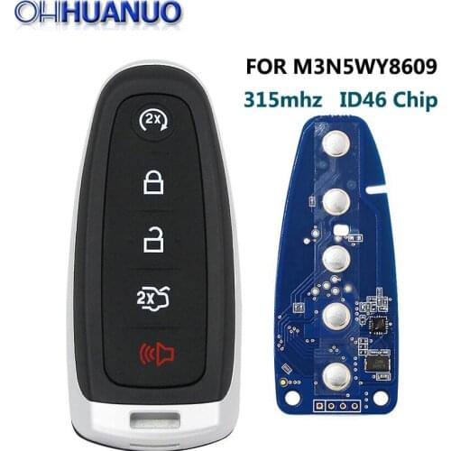 315MHz ID46 Chip FCC: M3N5WY8609 Smart Remote Start Smart Prox Key Fob Transmitter 5 Button for Ford Edge Explorer with HU101