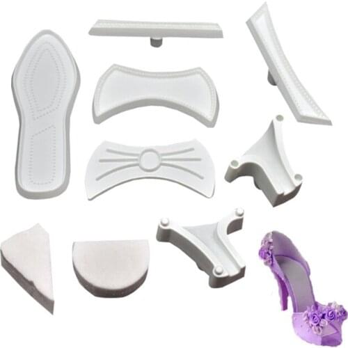 90pcs 10sets High-quality Plastic Sandal Fondant Mold Lady High-Heeled Shoe Cake Baking Mould Kithchen Tool party decor