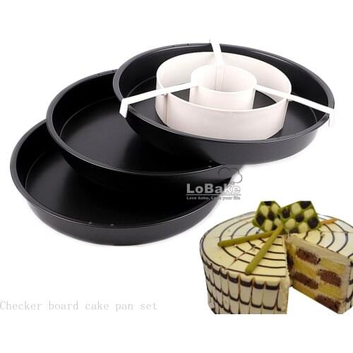 Nonstick round aluminium checker board cake pan set mousse cake baking bread cheese pudding jelly mould for DIY bakery supplies