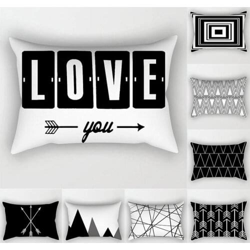 Black White Geometric Cushion Cover 30x50 Throw Pillows Polyester Decorative Pillowcase Nordic Style Home Decor Pillowcover