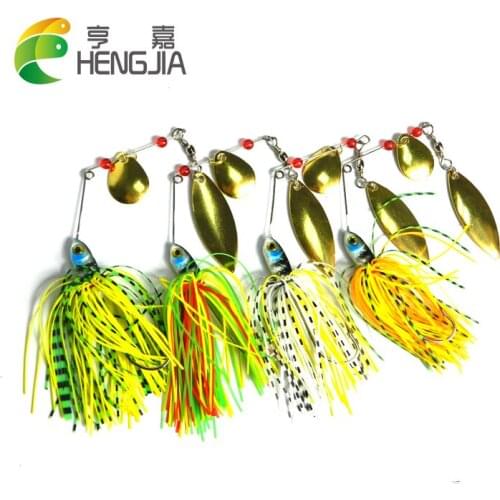 HENGJIA 4pcs lead head fishing lures SpinnerBaits sequin spoons octopus jig 17.4G pike trout carp catfish pesca fishing tackles
