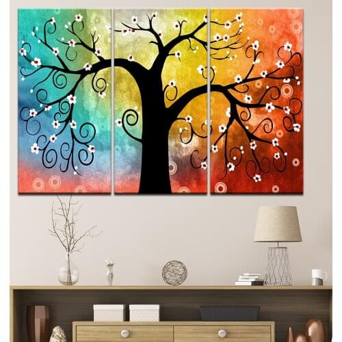 Canvas HD Prints Paintings Home Decor Living Room Framework 3 Pieces Color Abstract Life Trees Pictures Modular Posters Wall Art