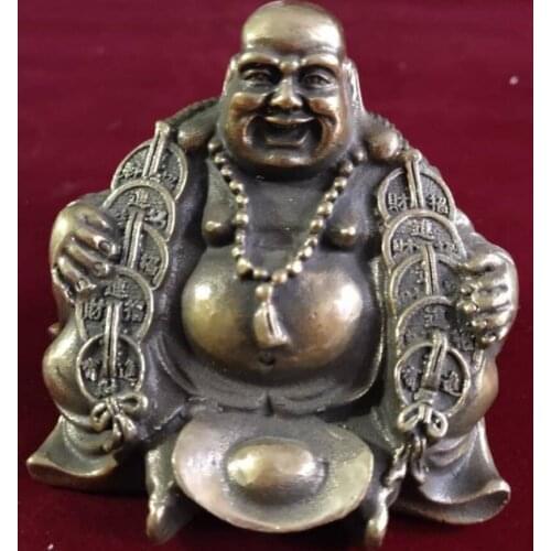 China brass maitreya Buddha wealth crafts statue