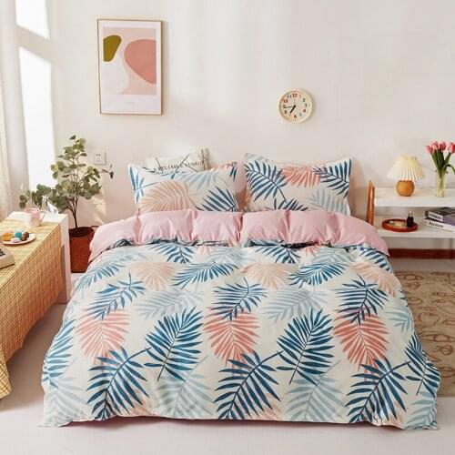 Chinese Duvet Cover 220x240 Pillowcase 3Pcs， Leaf pattern 210x210 Bed Cover，175x220 Blanket Cover,Queen King Size Bedding Set