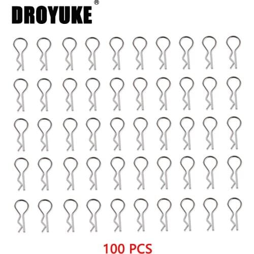 Droyuke 100pcs/pack,Stainless Body Housing Clip Pin For HSP RC 1/10 Car Buggy Truck HSP Traxxas Vehicles, Housing Latch R buckle