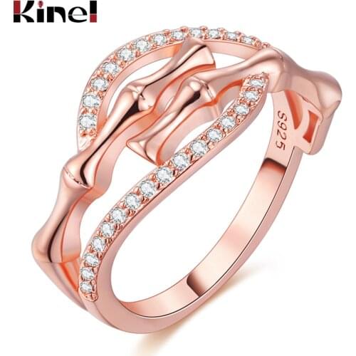 Kinel Punk Skull Finger Ring Fashion Design Rose Gold Mosaic White Cubic Zirconia Rings For Women Party Statement Jewelry