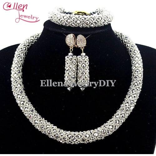 Pretty Bridesmaid Fashion Bead Choker Necklace women wedding Beads african beads jewelry set Free Shipping E1017