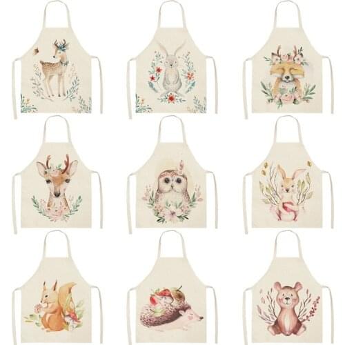 Cartoon animal flower branch pattern kitchen accessories cooking accessories Kitchen apron Women kitchen apron Men kitchen apron