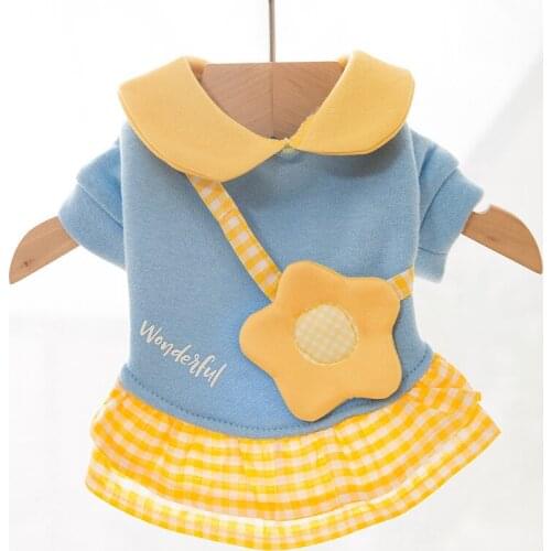 Small Hoodie Dog Clothes Warm for Dogs Clothing Cartoon Pet Outfits Plaid Cute Autumn Winter Yorkies Yollow Girl Ropa Para Perro