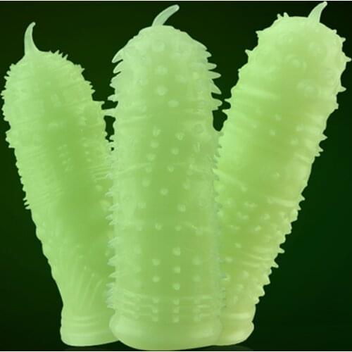 Reusable Glows Condoms Penis Extender Sleeve cock Ring dotted Cover Delay Ejaculation Dick erection sex toys Men Sex Products