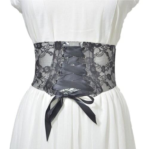 Fashion Womens Sexy Lace Underbust Waist Belt Corset Wide Band Waspie