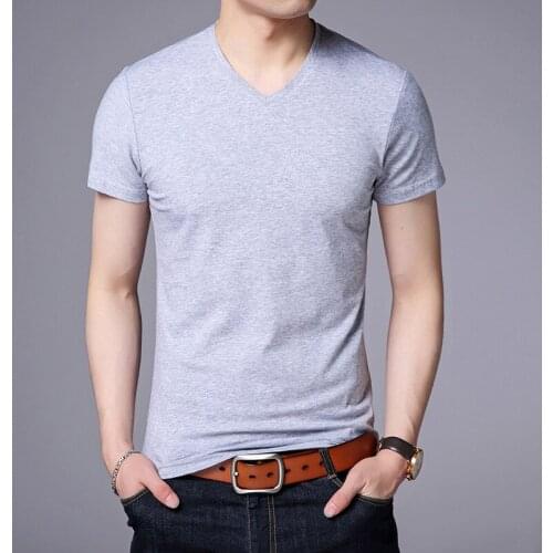 MRMT 2021 Brand New Mens T Shirt Cotton Short Sleeved V Collar T-shirt for Male Leisure Pure Color Half Sleeved Tops T-Shirt