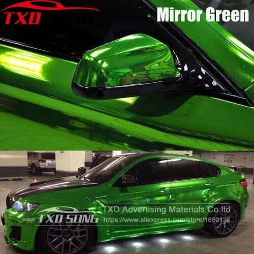 New Arrival High strechable chrome mirror Green vinyl film for car wrap Flexible chrome green mirror car sticker with 7 Sizes