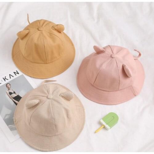 Cartoon Cat Ear Bucket Hat Cap For Girl Cotton Dome Sun Hat Women Korean Spring Summer Panama Solid Female Outdoor Sunhat