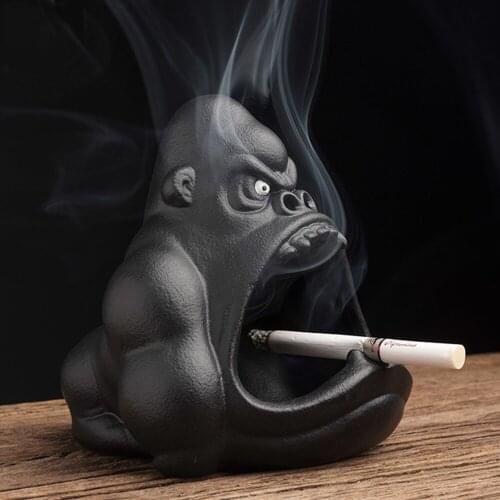 Orangutan Ashtray Creative Anti Fly Ash Household Large Capacity Animal Ceramic Ashtray Home Decoration Gift for Boyfriend