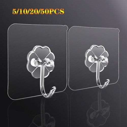 Strong Transparent Suction Cup Sucker Wall Hooks Kitchen Holder Bathroom Accessories Wall Storage Hangers Shelf Organizer Rack
