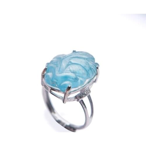 2018 Newly Natural Adjustable Blue Ocean Crystal Ring Drop Shipping Adjustable Size Crystal Ring Popular 925 Sterling Silver