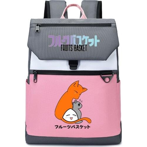 Fruits Basket Cartoon Pink Bookbag Oxford School Bags Women Kawaii Travel Backpack Anime Laptop Bagpack Cute Shoulder Bags
