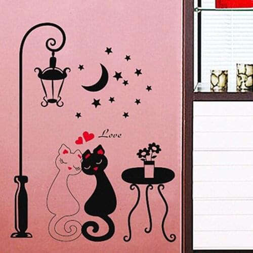 DIY Home Decoration Couple Cats Removeable Wall Art Vinyl Sticker Wallpaper