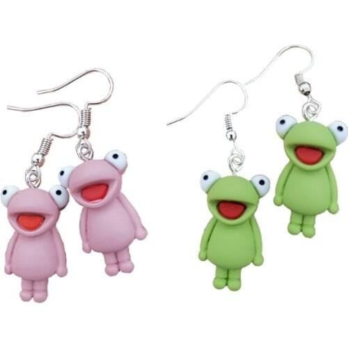 Green Frog Pendant Earrings for Women Cute Accessories Jewelry Pink Frog Simple Small Dangle Earrings Trending Products