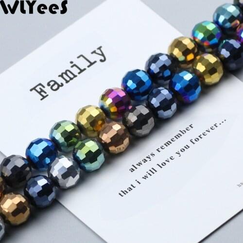 WLYeeS 96 Faceted Ball Earring Pendant beads Plating Austrian crystal Glass Loose Beads DIY jewelry Bracelet Making Accessories