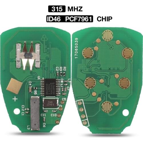 Kutery 315Mhz ID46 PCF7961 Chip Smart Remote Control Car Auto Key Circuit Board 6 Buttons For Chrysler Grand Cherokee FOB