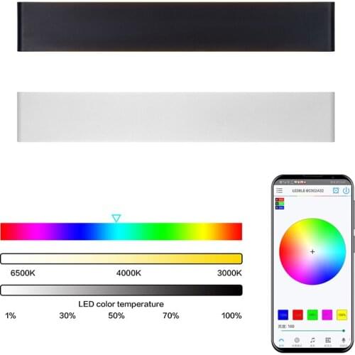 Modern Rectangle Led Wall Lamp Nordic Sconces Smart House RGB Dimmable APP Remote Control Bluetooth Wall Light for Bedroom
