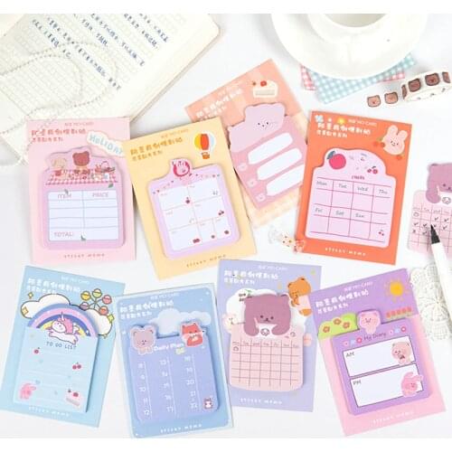 Kawaii Stationery Bear Sticky Notes Cute Animals Memo Pad Girl Planner Stickers Notepad School Office Supply Papeleria Gift