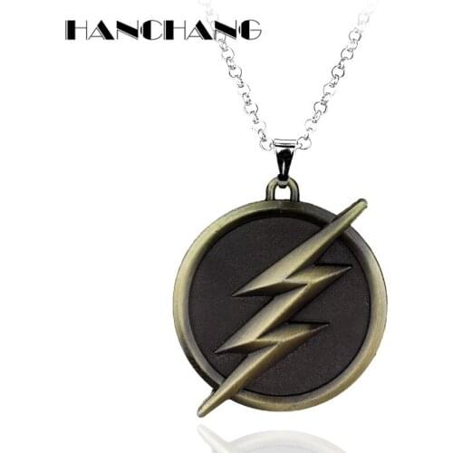 Vintage Lightning Logo Necklace for Women Men Creative Jewelry Metal Pendants Necklaces with Long Link Chain