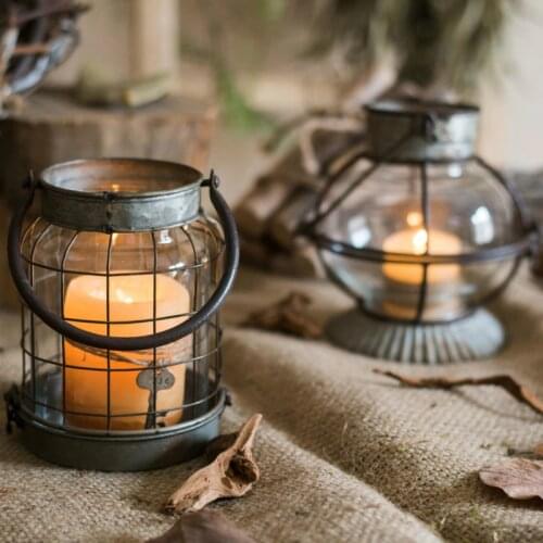 Vintage Glass Candle Holder Lantern Crystal Rustic Glass Candle Holder Crystal Moroccan Windproof Kaarshouder Home Decor JJ60ZT