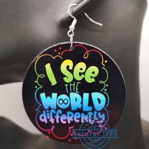 I see the world differently wooden earrings