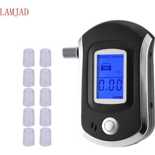 LAMJAD Professional AT6000 Digital Breathalyzer Alcohol Tester 11Pcs Mouthpieces Breath Analyzer with Large Digital LCD Display