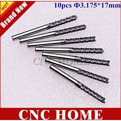 10pcs 3.175mm*17mm tungsten carbide end mill black nano tech milling cutter pcb cnc router bits for circuit board copper gold