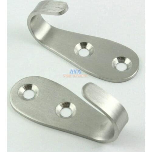 10 Pieces Washroom Door Stainless Steel Fixed Towel Hanging Hook 52mm Long 2mm Thinkness