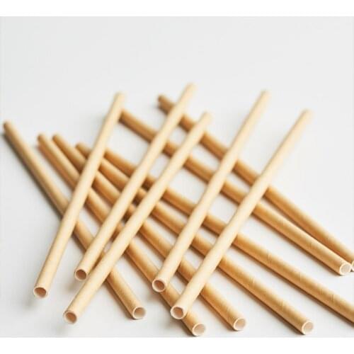 20pcs Kraft Brown Paper Straws Birthday Party Disposable Eco-Friendly Tableware Party Supplies