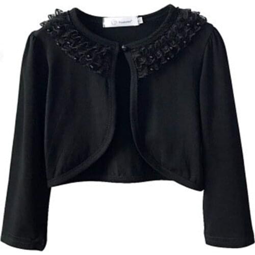 2020 Girls sweater fashion clothing Black White Lace Thin Cotton For Girls Full-Sleeve Cardigan autumn fall tops 2-12T AA4217