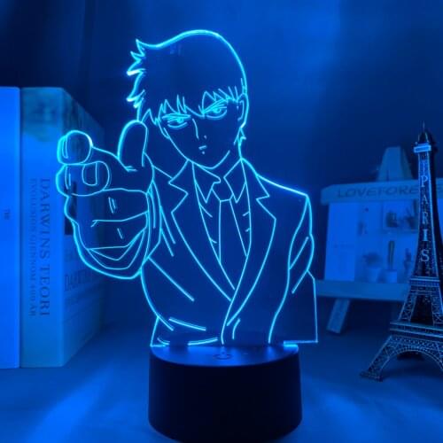 3d Lamp Anime Mob Psycho 100 Arataka Reigen for Bedroom Decor Night Light Birthday Gift Manga Mob Psycho 100 Led Light Bedside
