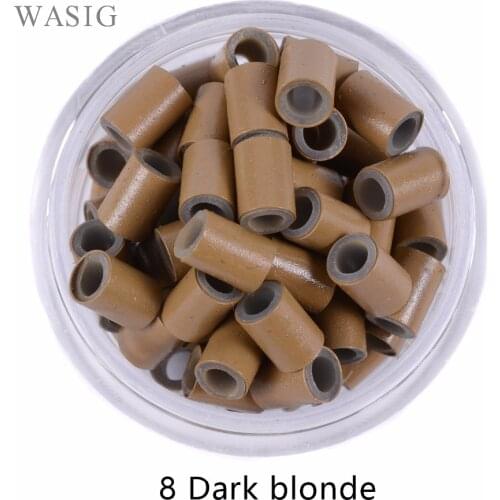 8# dark blonde 500pcs 4.5mm Lined Silicone Copper Tubes Microlinks Loop Rings Hair Beads for Human Hair Extensions Braids Tools