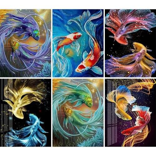 Diamond Painting Animal Fish Fairy Landscape Mural 5D DIY Embroidery Art Square Round Mosaic Set Cross Stitch Home Decor Gift