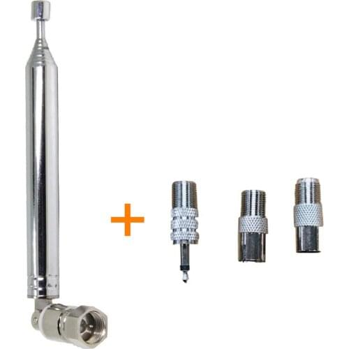 Hot Selling 4Pcs/Set Antenna F Type 75 Ohm With 3 Adapters FM Radio 76cm Antenna Male Telescopic Antenna Reception