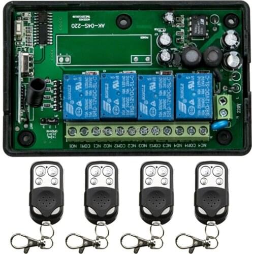 85v~250V 4CH 10A RF Wireless Remote Control Switch System teleswitch 4 transmitter & 1 receiver relay Receiver Smart Home Switch