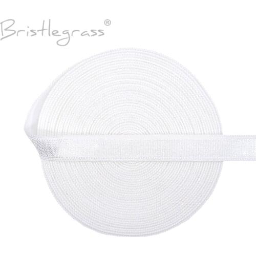 BRISTLEGRASS 5 Yard 3/8" 10mm Off White Spandex Satin Band Shiny Non-foldover Elastics Headband Bra Strap Dress Lace Trim Sewing