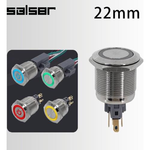 22mm DIY Lamp Latching Lock Momentary Reset Power Supply Waterproof 3/6 Pins Stainless Steel 3-6V Metal Push Button Switch