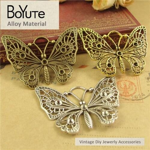 BoYuTe (30 Pieces/Lot) 48*37MM Vintage Style multicolor Zinc Alloy Materials Pendant Butterfly Diy Jewelry Accessories