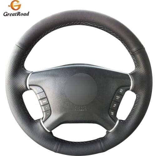 Hand-stitched Black Genuine leather Car Steering Wheel Cover for Mitsubishi Pajero 2007-2014 Galant 2008-2012